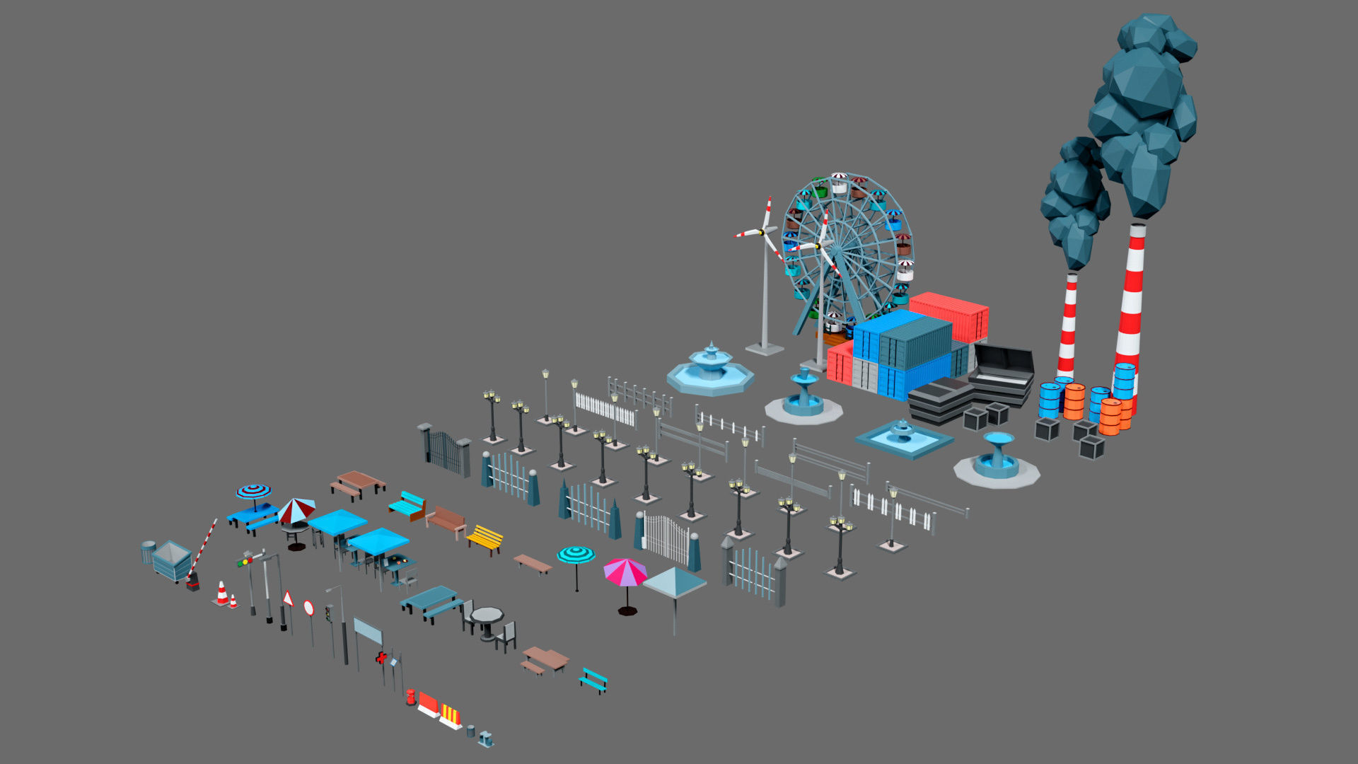 Props for the city Low-poly 3D model_28