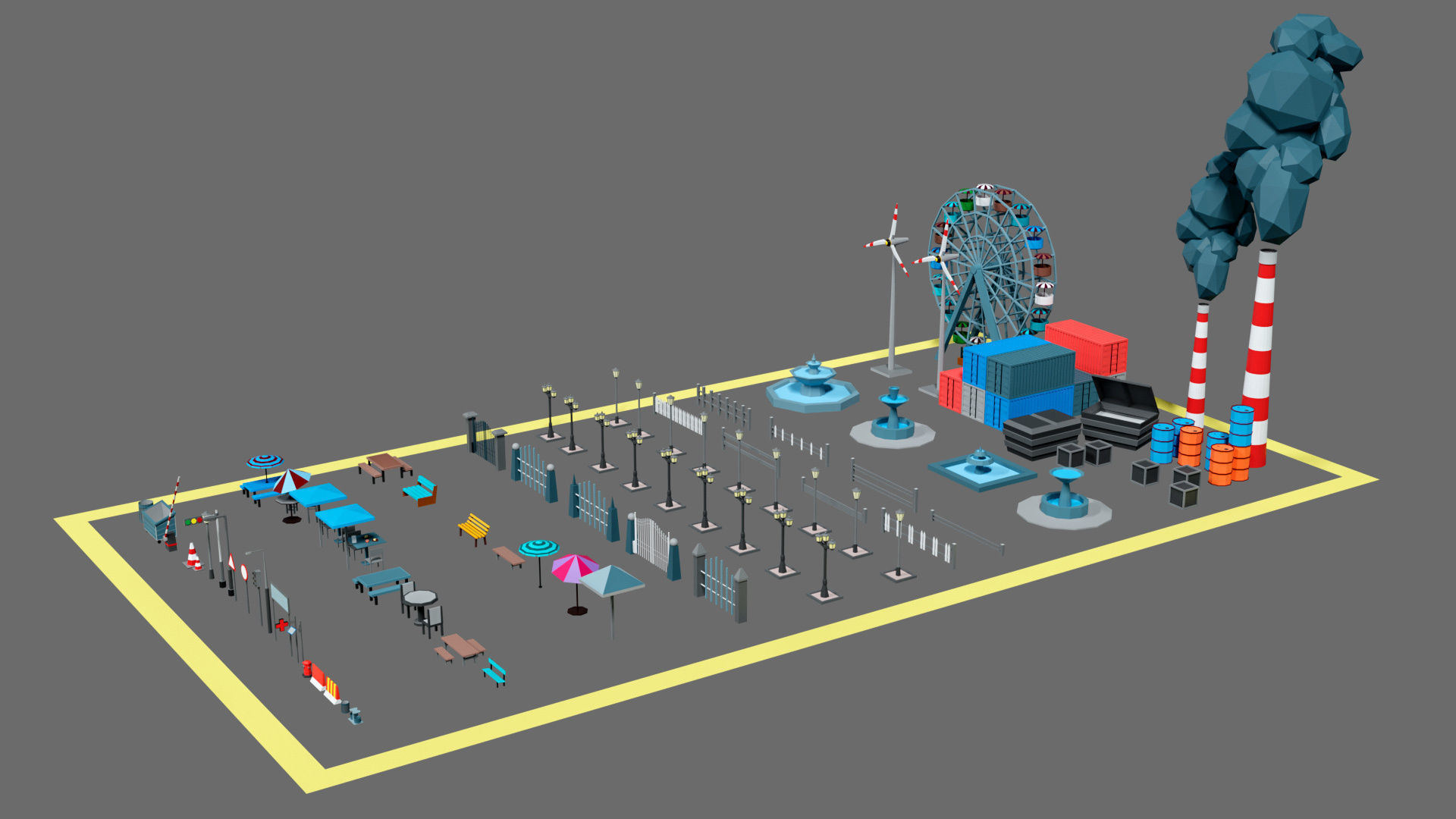 Props for the city Low-poly 3D model_39