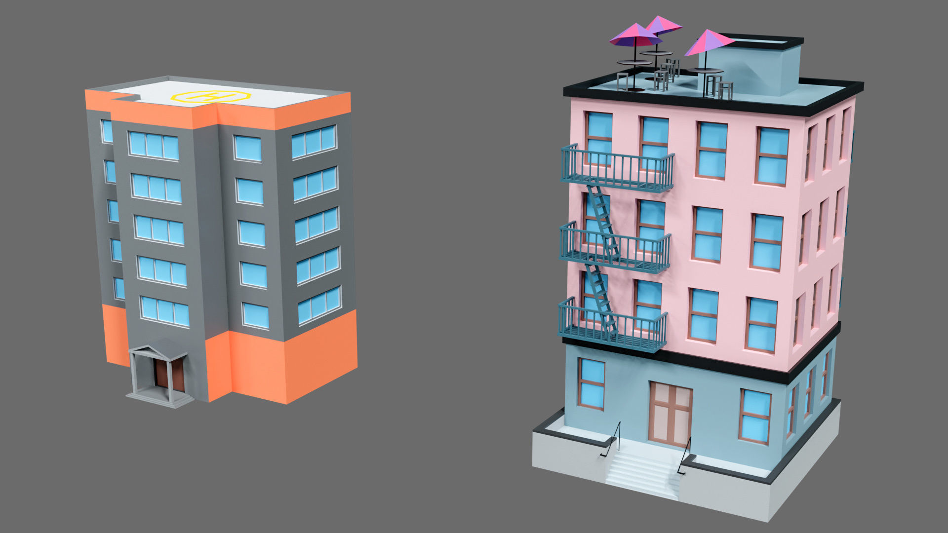 Props for the city Low-poly 3D model_14