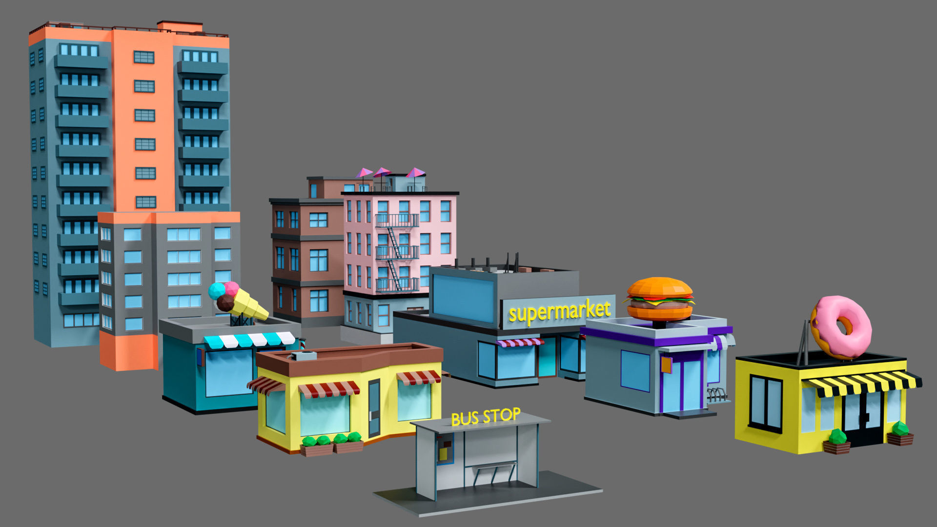 Props for the city Low-poly 3D model_12