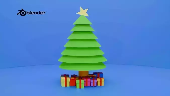 Low poly christmas tree with gifts model