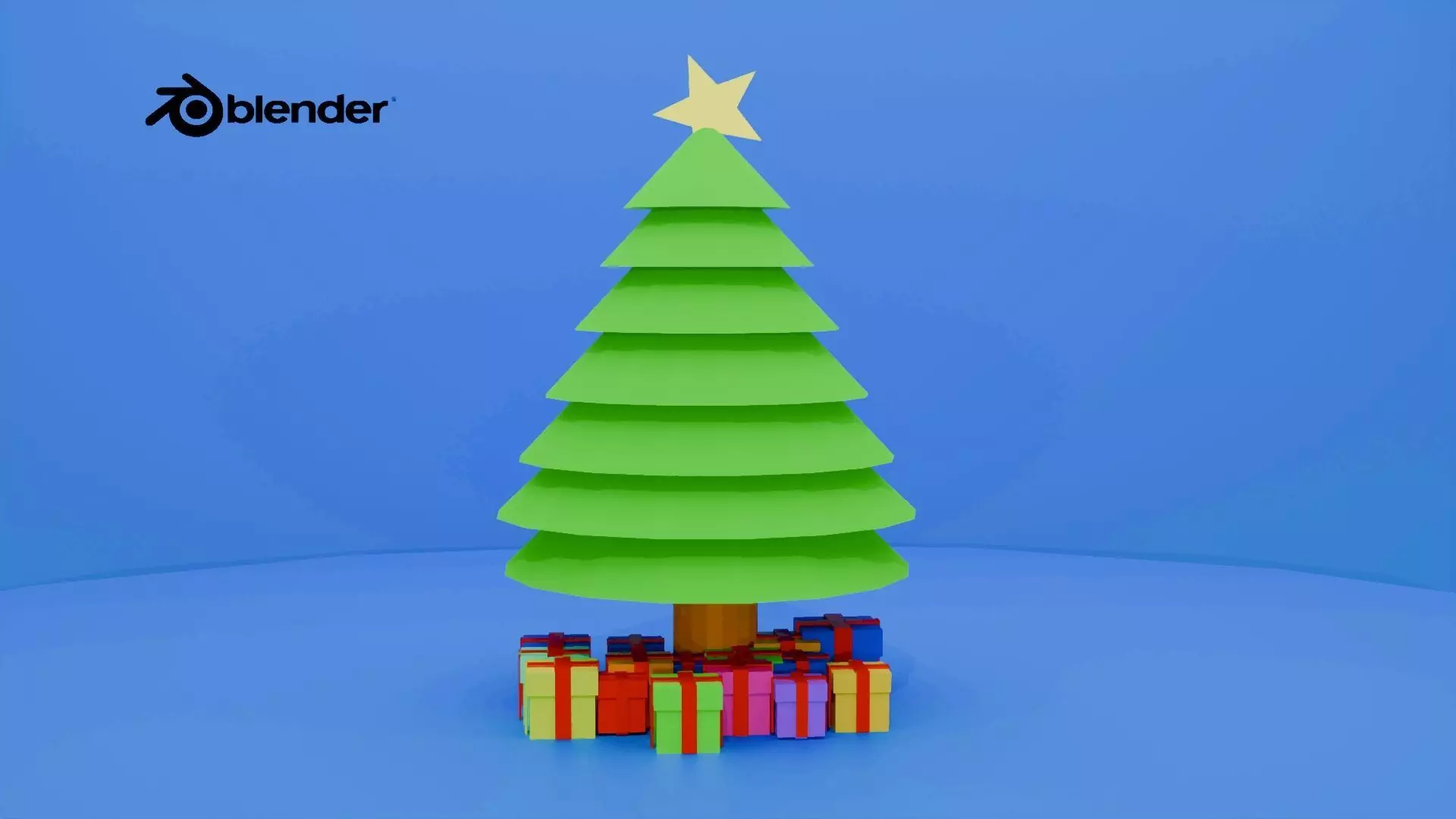 Low poly christmas tree with gifts model Free low-poly 3D model