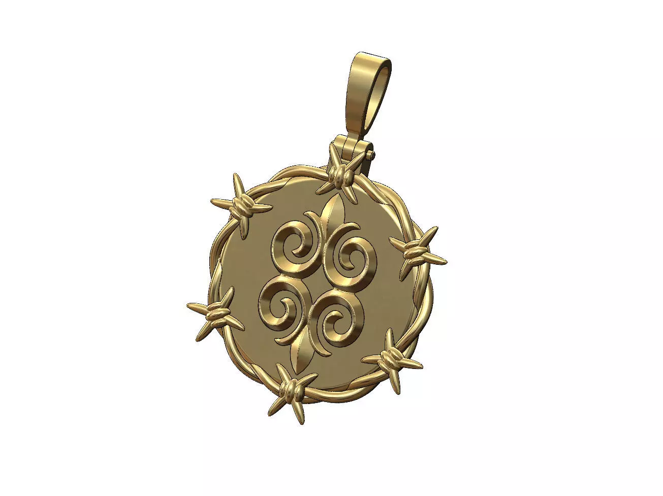 Floral barbwire thornes pendant with bail 3D print model