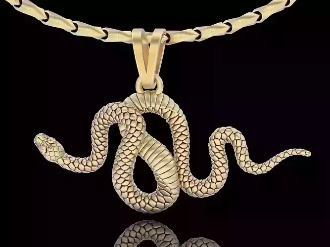 snake pendant silver gold jewelry printable 3D model 