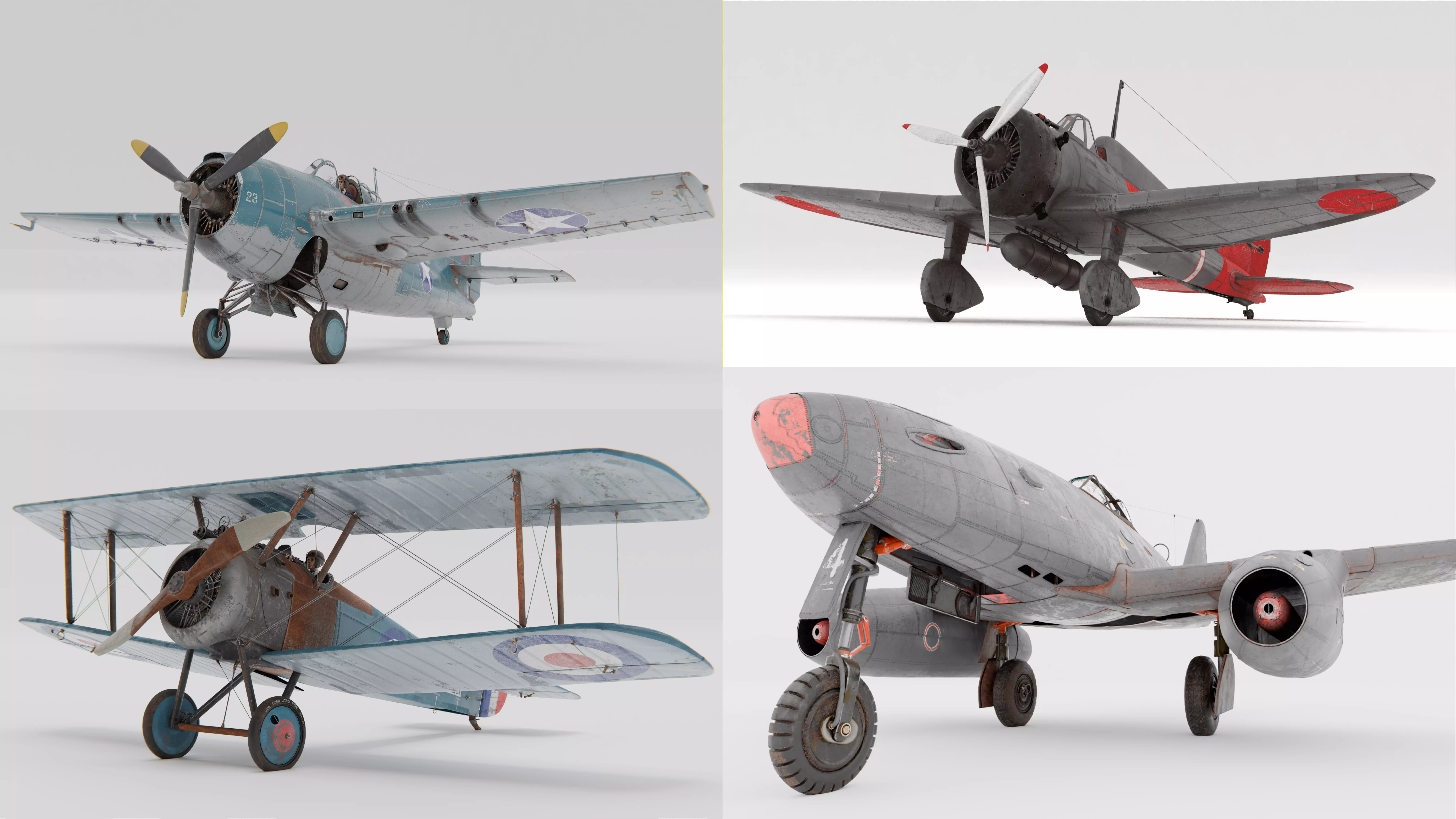 Historic Aircraft Set 3D Model Collection_0