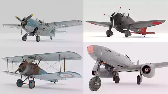 Historic Aircraft Set 3D Model Collection