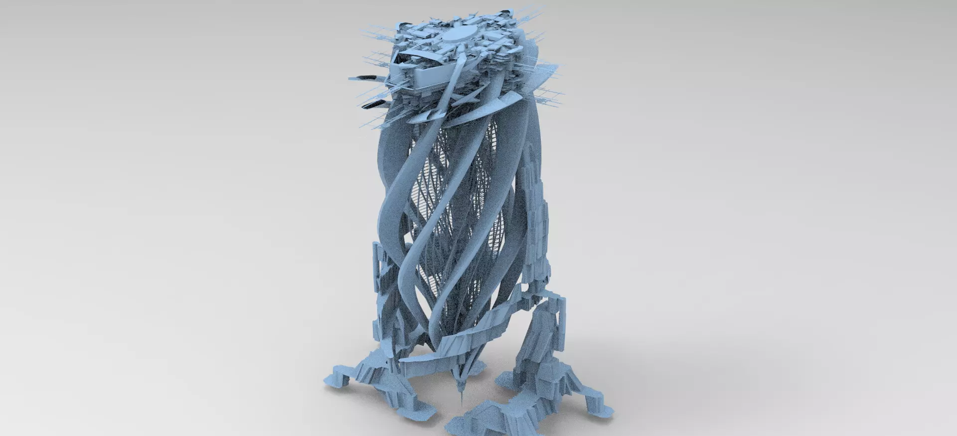 Brutalist spiral gravity tower 3D model_0