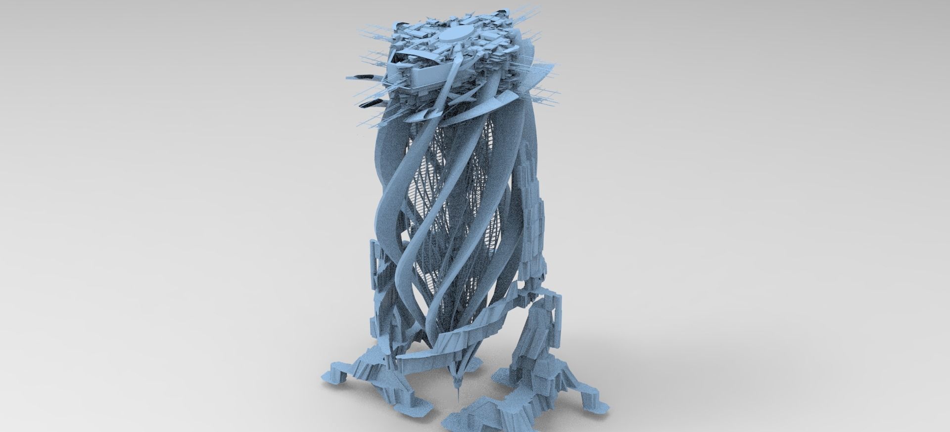 Brutalist spiral gravity tower 3D model_1