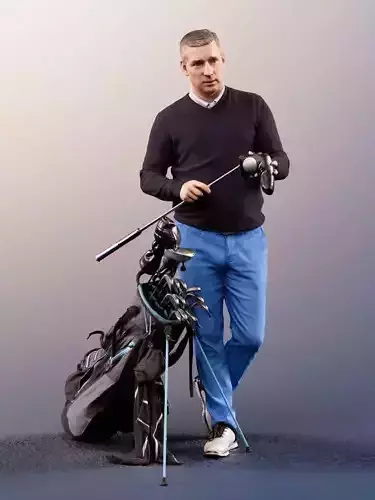 Golf Player Waiting - 3D Model