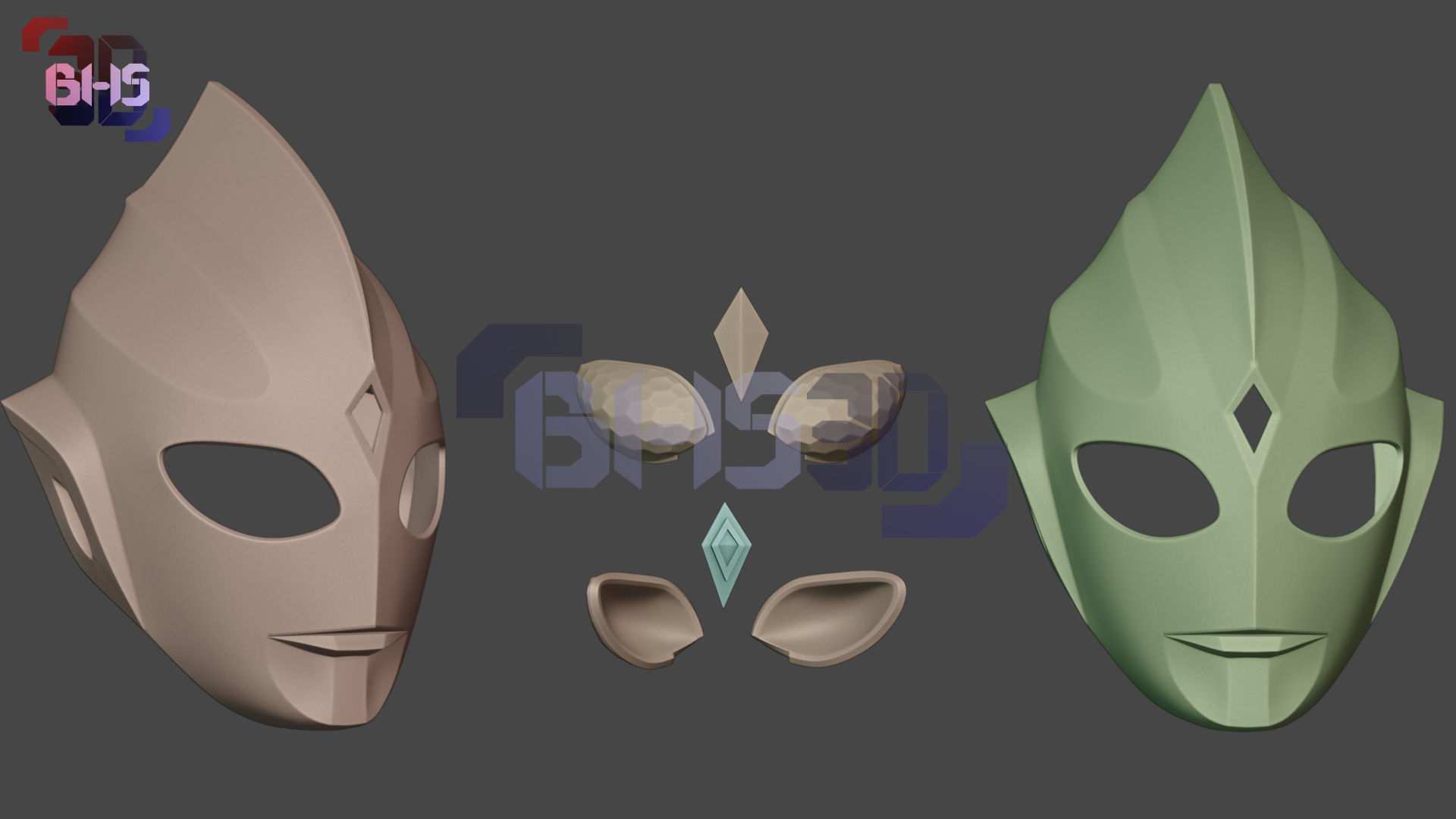 Ultraman TIGA Helmet 3D 3D print model_6