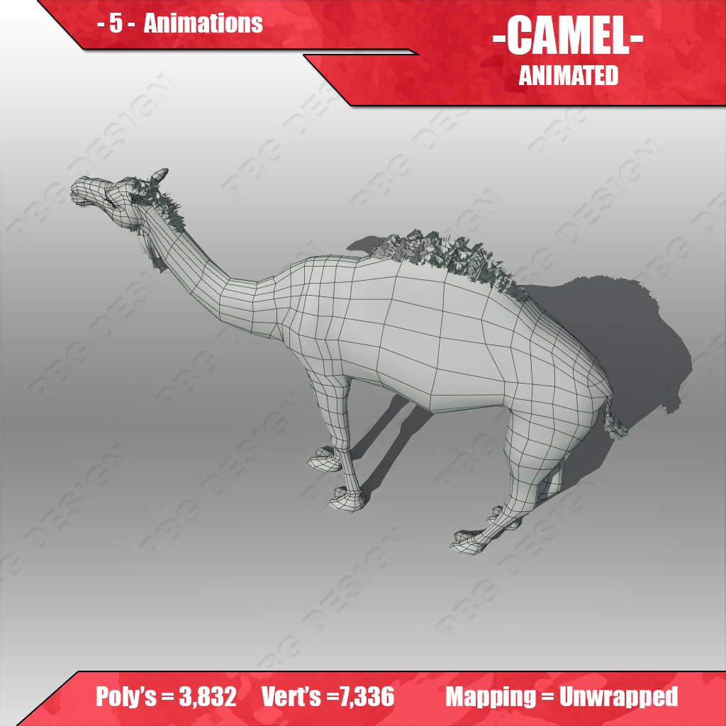 Camel Animated Low-poly 3D model_9