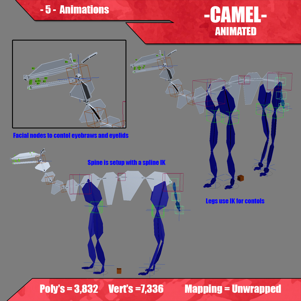 Camel Animated Low-poly 3D model_6