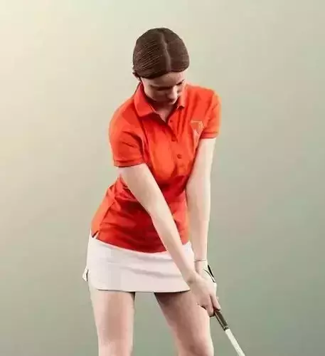 Young Golfer Girl Playing Golf