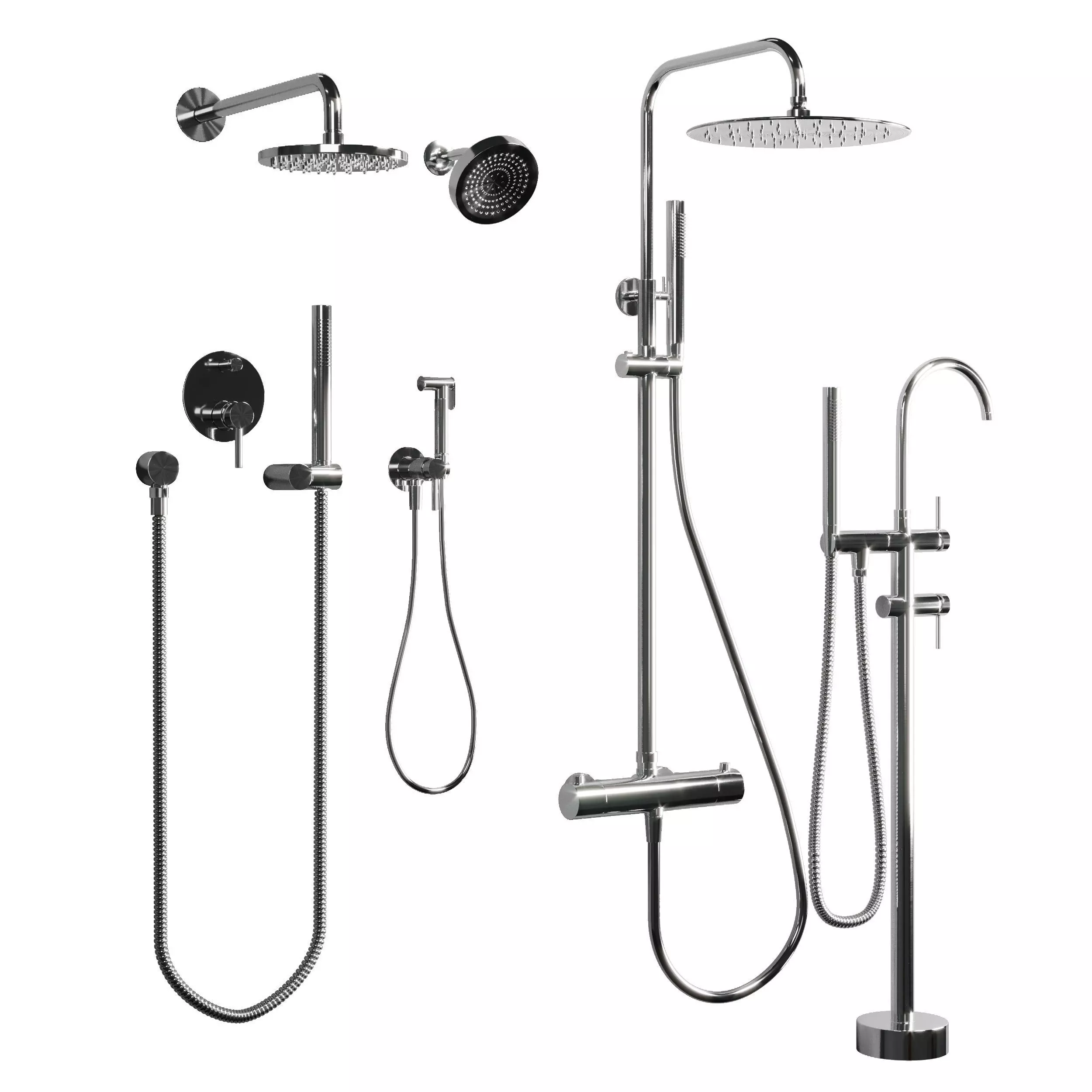 Bathroom faucet shower Smesiteli Bagnolux steel Low-poly 3D model
