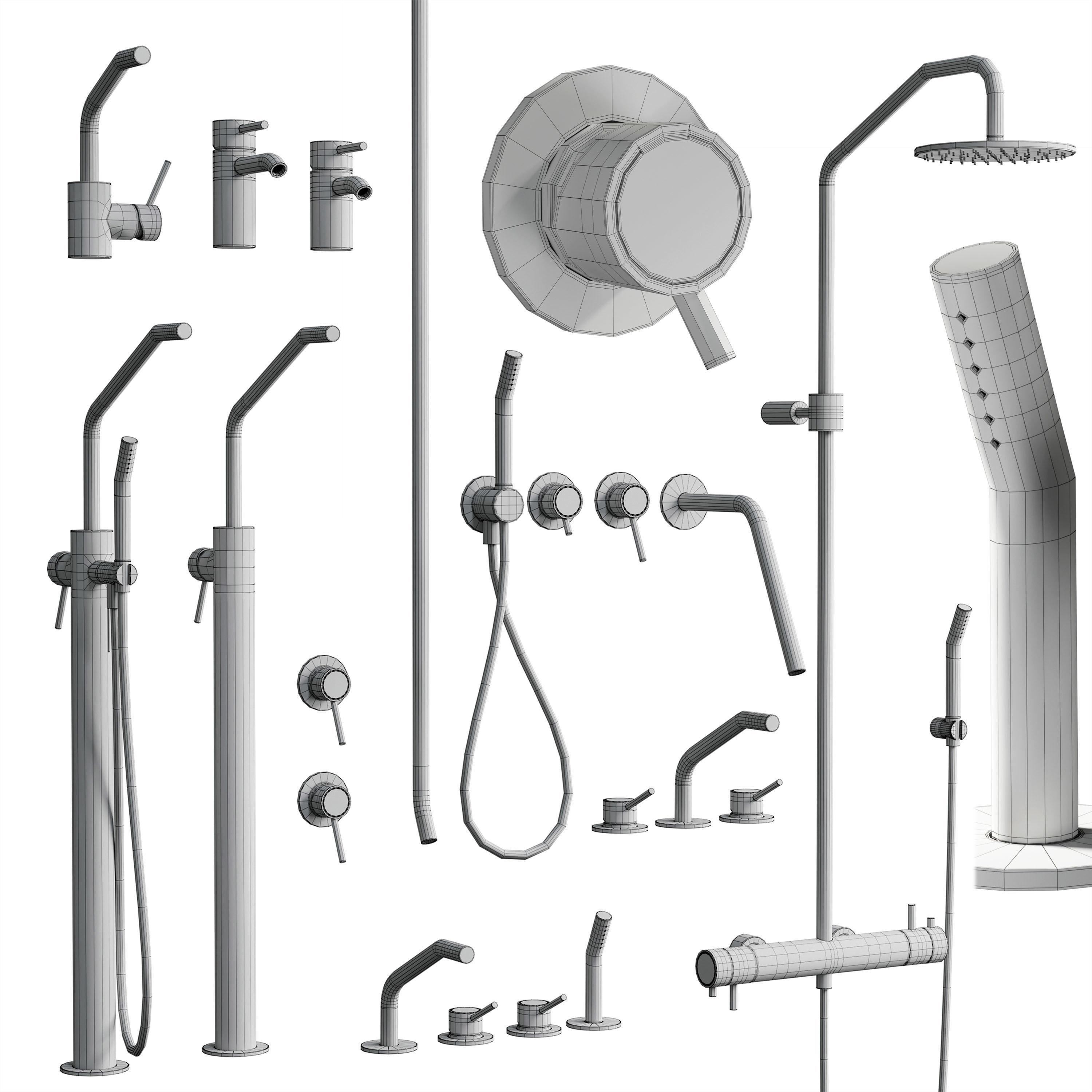 Collection Faucet Bathroom Mina Low-poly 3D model_6