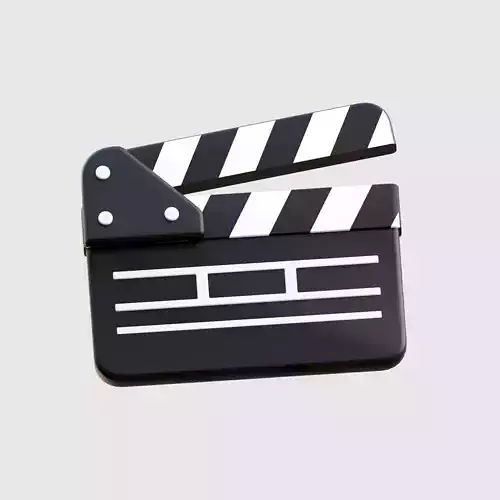 Movie clapper 3D Illustration Low-poly 3D model