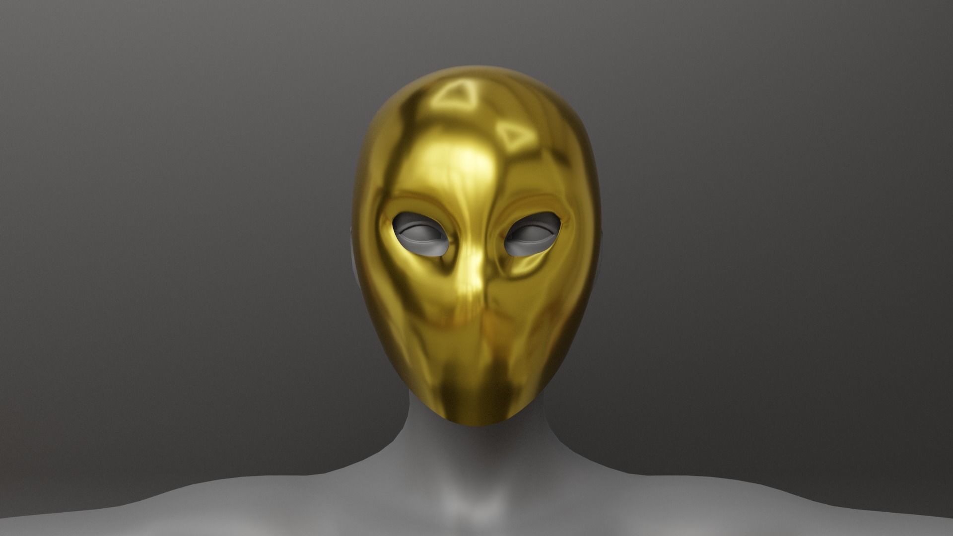 Full metal mask set for male and female Low-poly 3D model_4