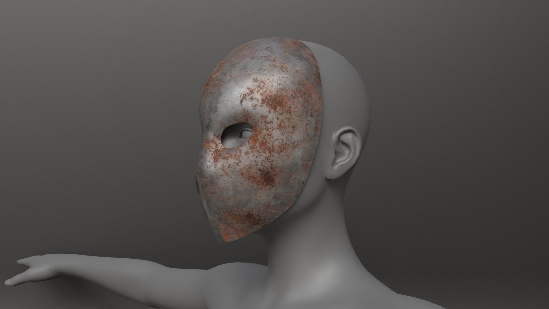 Full metal mask set for male and female Low-poly 3D model_10