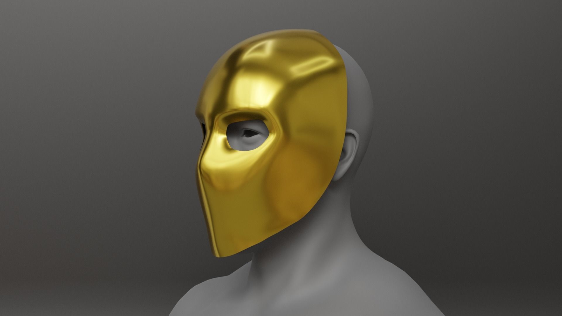 Full metal mask set for male and female Low-poly 3D model_3