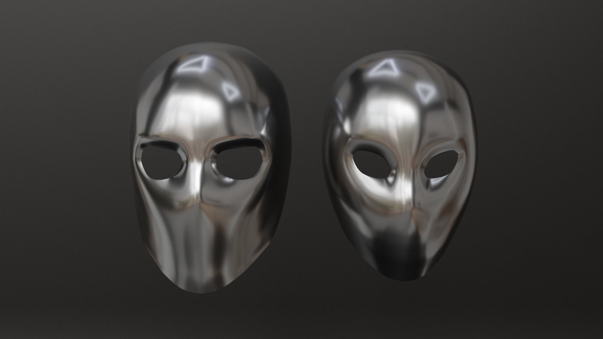 Full metal mask set for male and female Low-poly 3D model_11