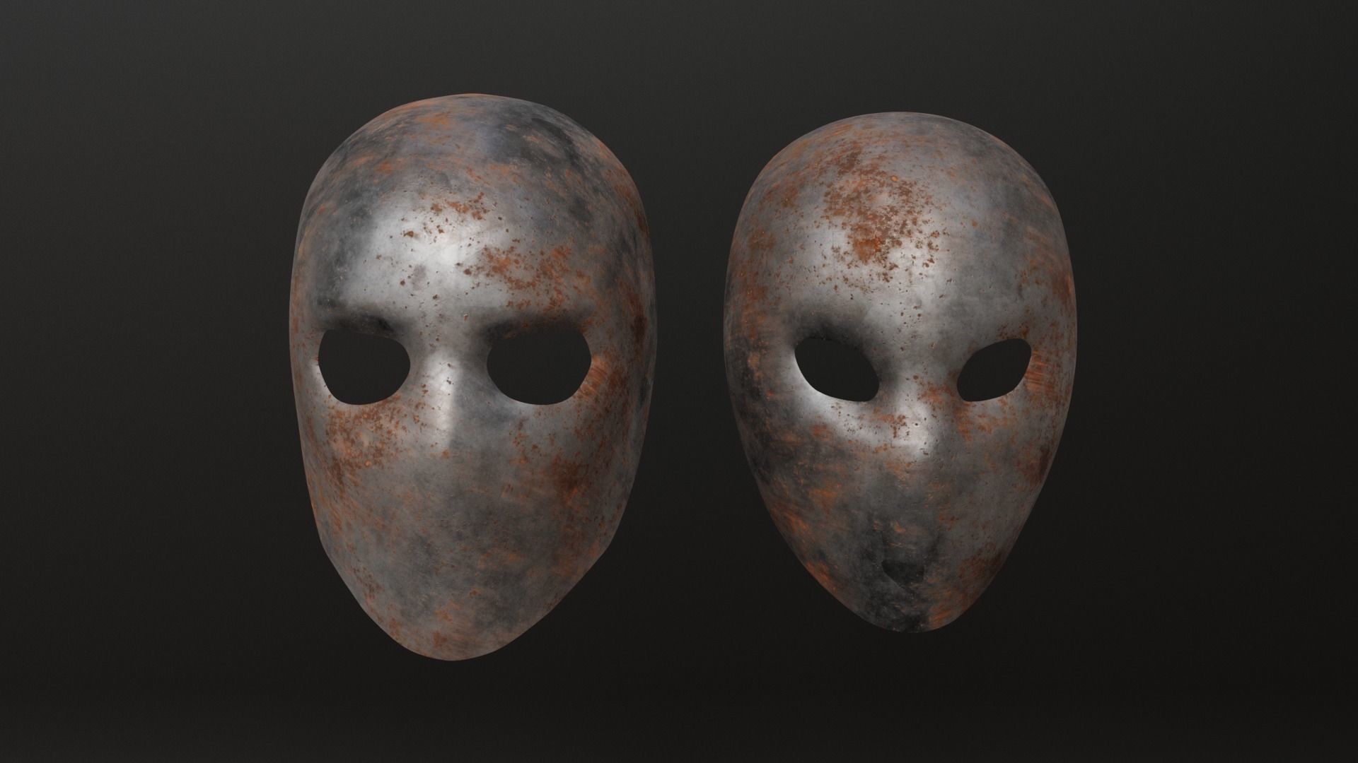 Full metal mask set for male and female Low-poly 3D model_6