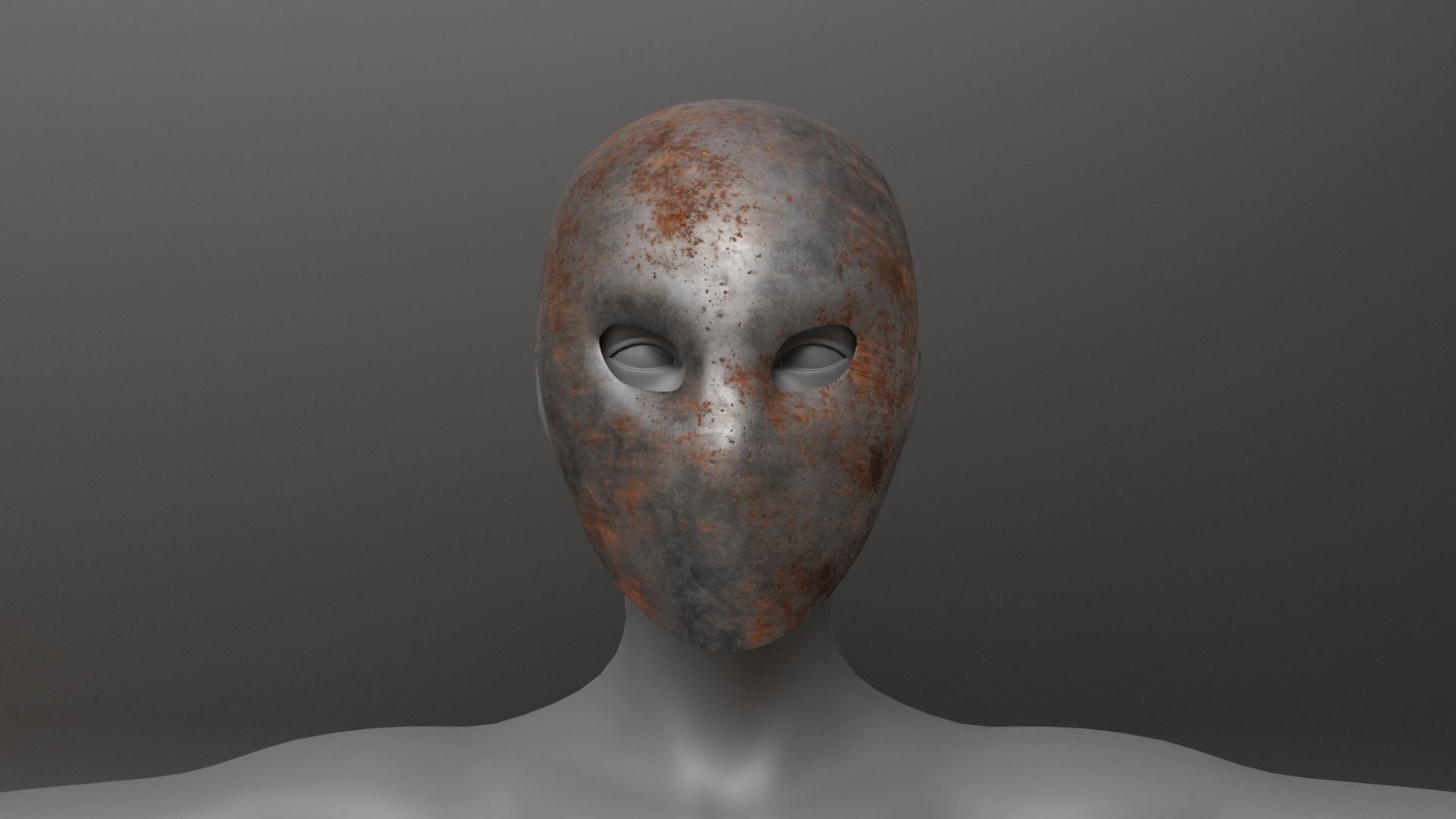 Full metal mask set for male and female Low-poly 3D model_9