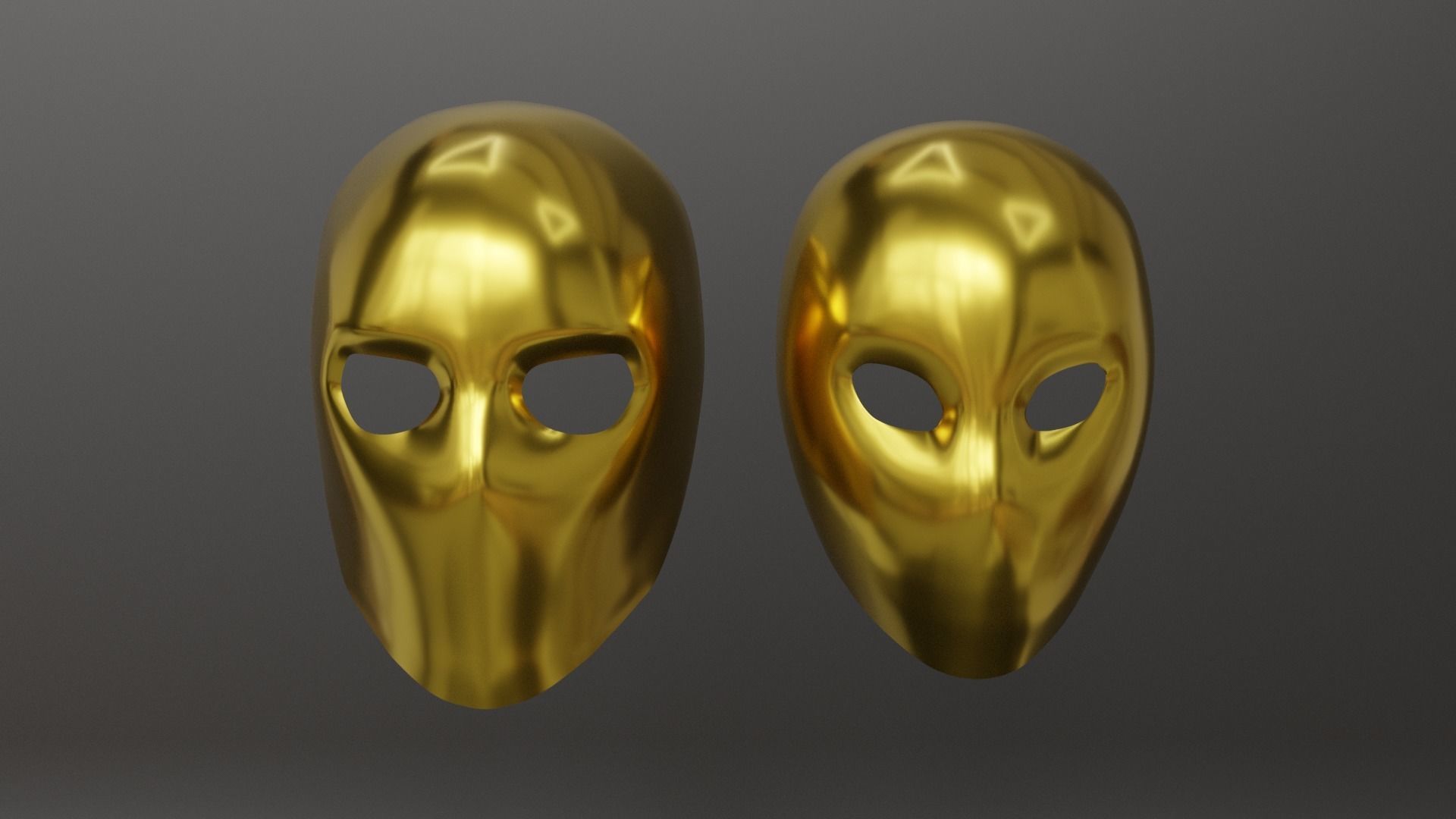 Full metal mask set for male and female Low-poly 3D model_1