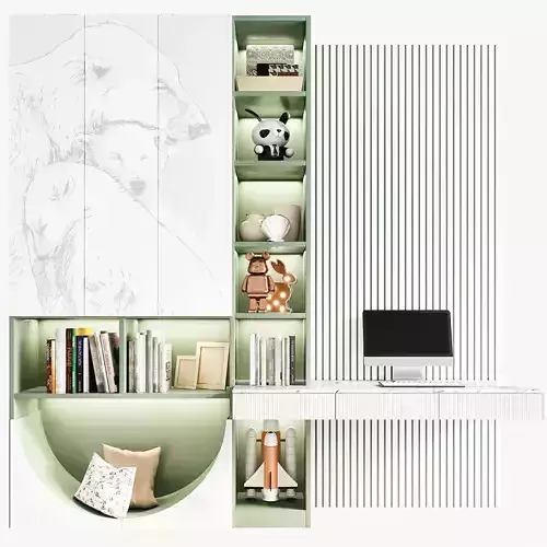 Children closet with books and workspace