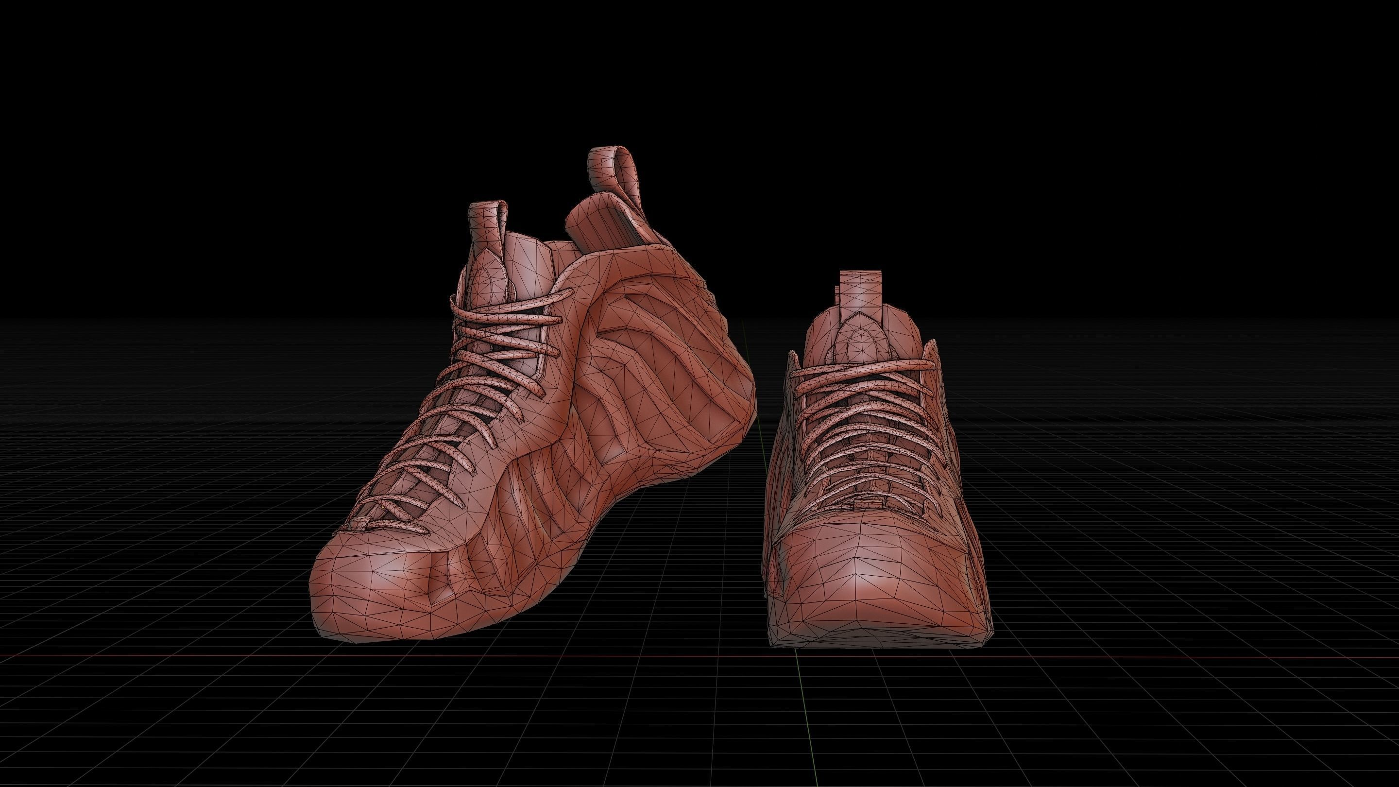 Nike Air Foamposite Supreme Red Low-poly 3D model_3