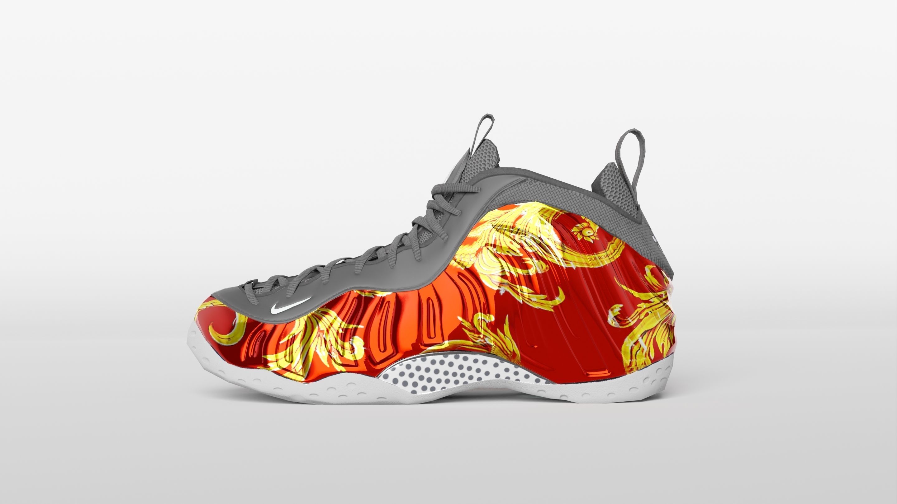 Nike Air Foamposite Supreme Red Low-poly 3D model_10
