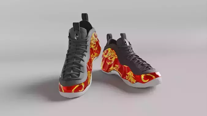 Nike Air Foamposite Supreme Red Low-poly 3D model