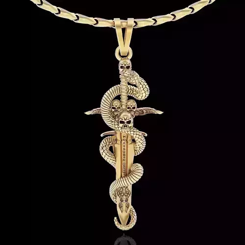 snake pendant silver gold jewelry printable 3D model