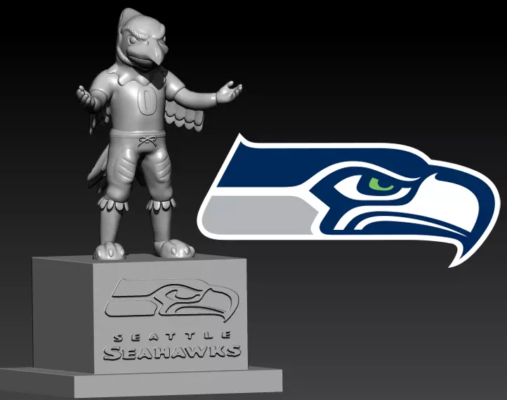 NFL - Seattle Seahawks football mascot statue destop 3D print model_0