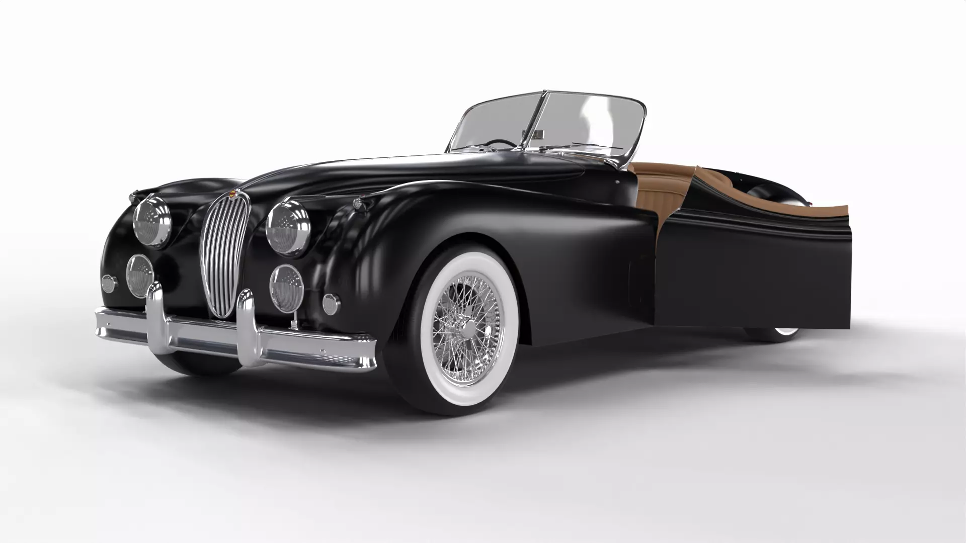 Jaguar XK140 1954 HQ interior 3D model_0