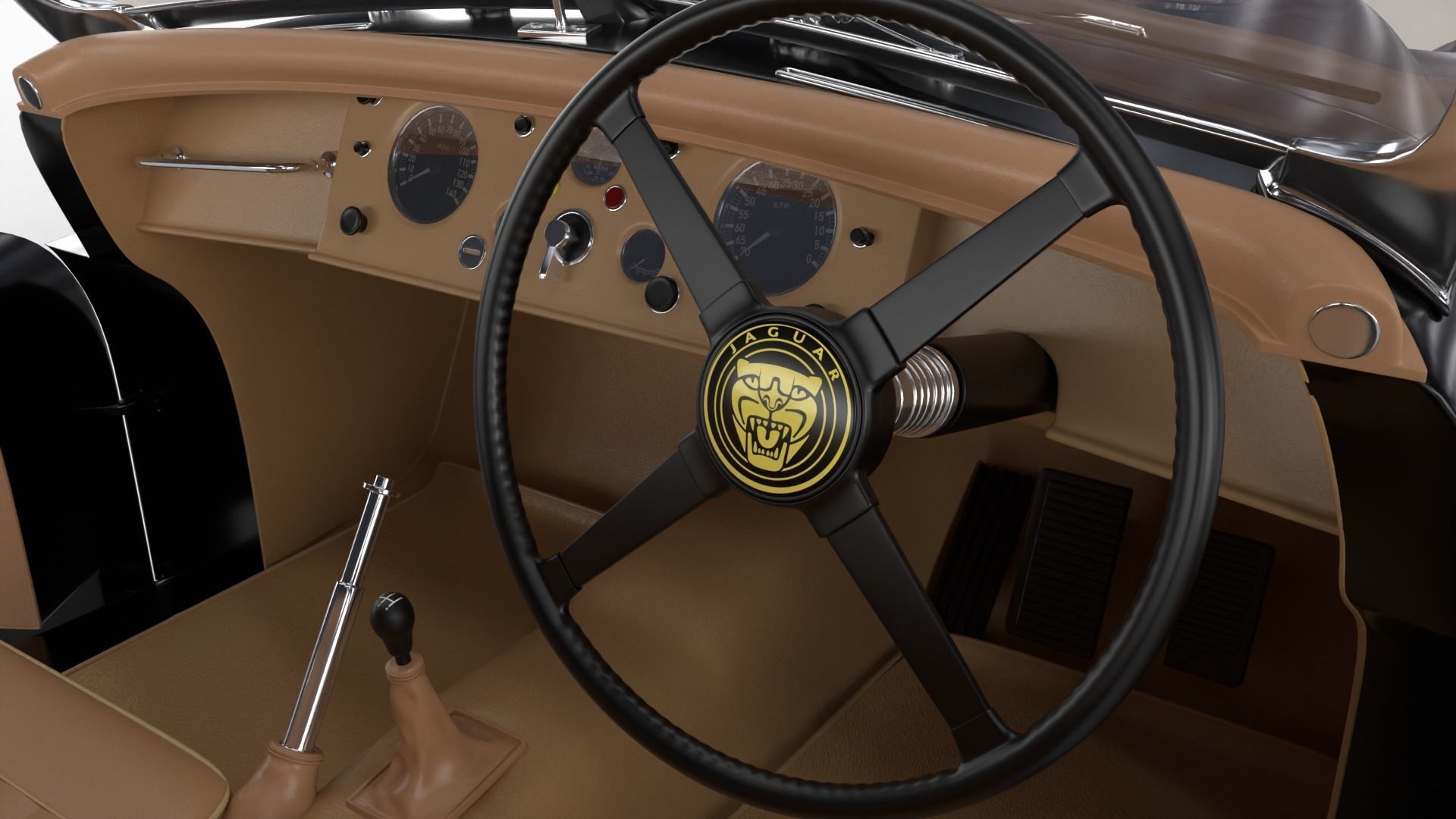 Jaguar XK140 1954 HQ interior 3D model_23