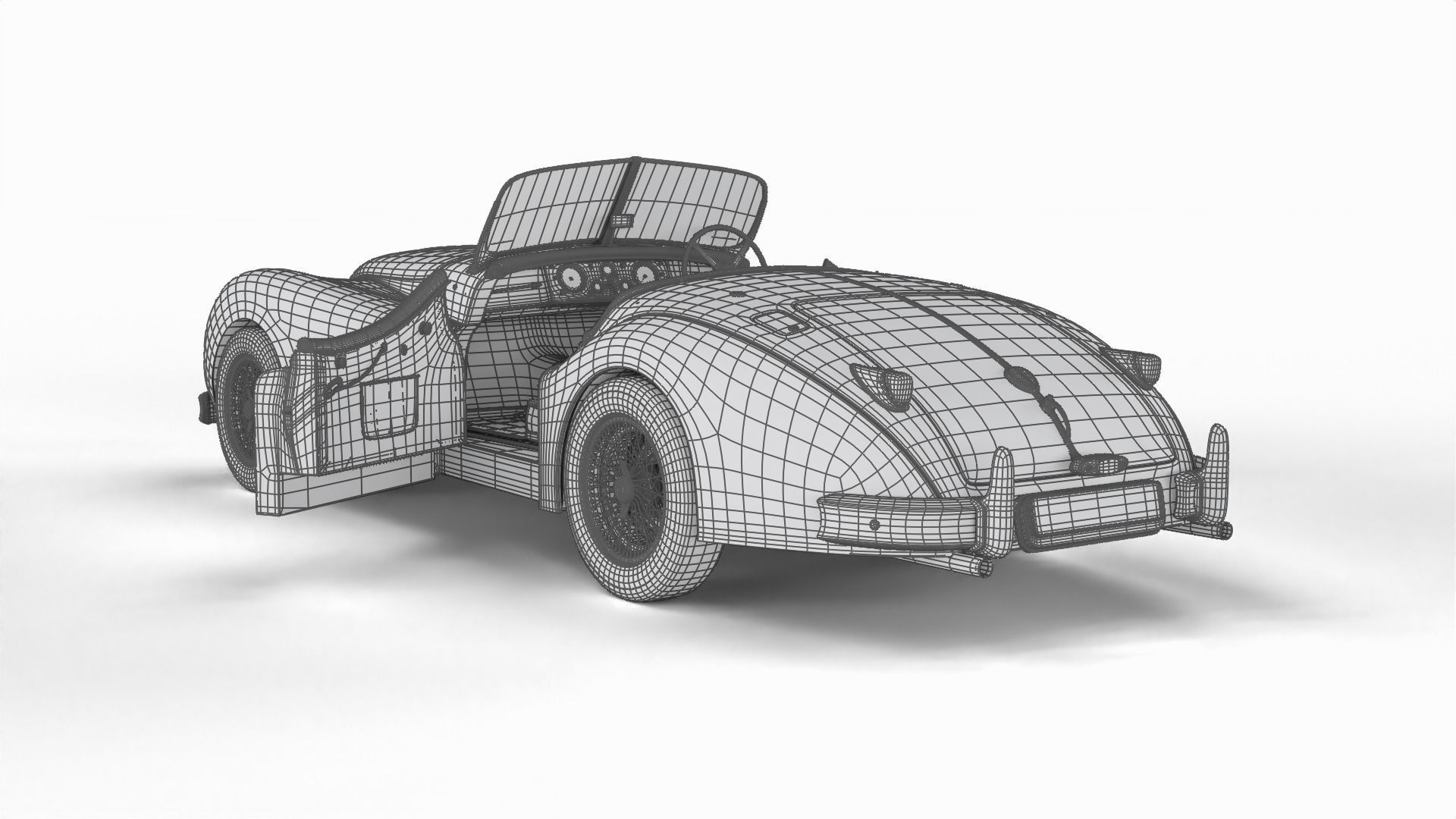 Jaguar XK140 1954 HQ interior 3D model_28