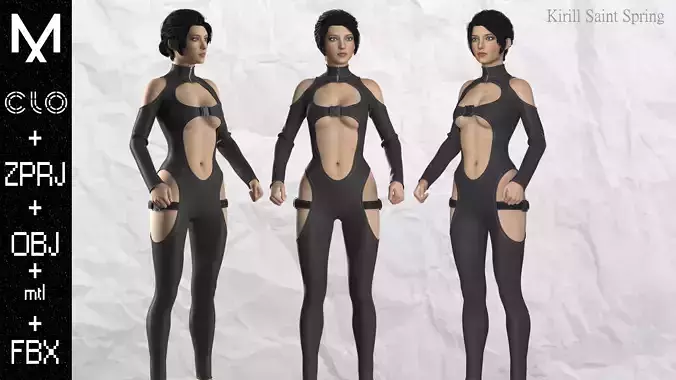 FEMALE OUTFIT Marvelous designer Clo3d OBJ mtl FBX ZPRJ