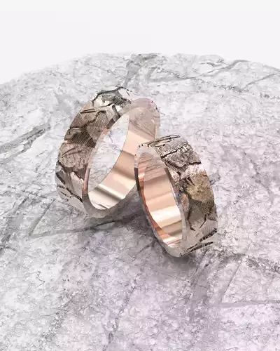 Wedding rings with cracks 3D print model