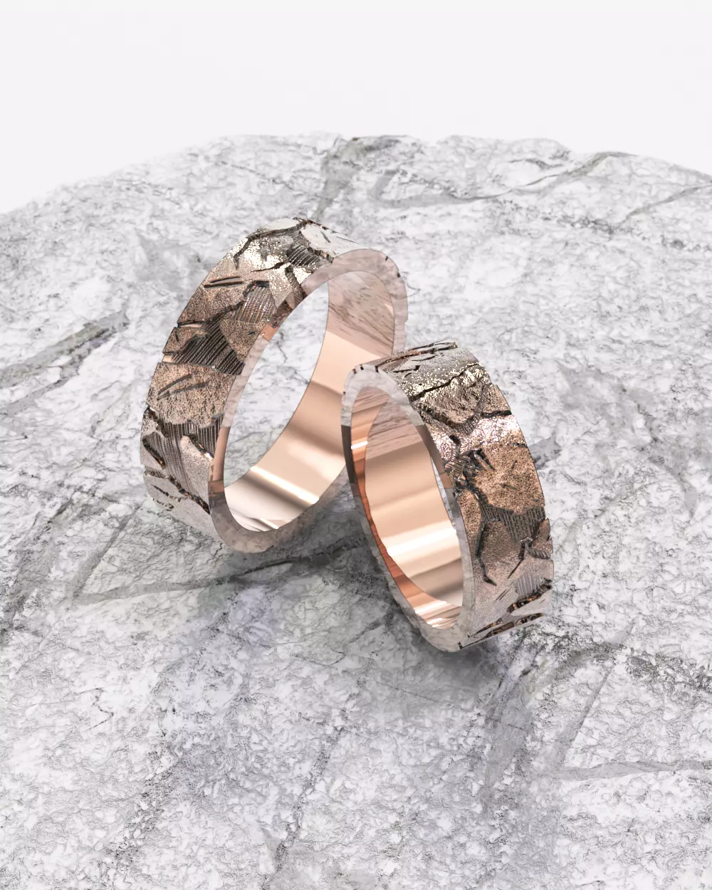 Wedding rings with cracks 3D print model