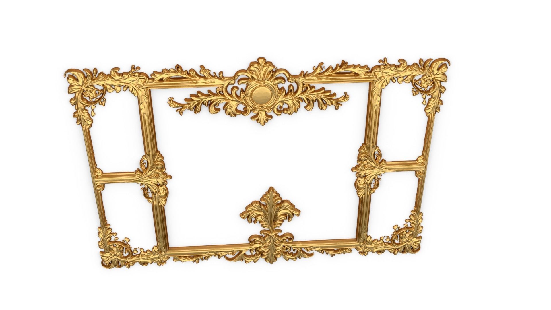 Plaster decorative frame ornament 07 3D model_4
