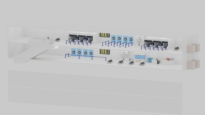 Cartoon LowPoly Airport Terminal Interior Scene Low-poly 3D model