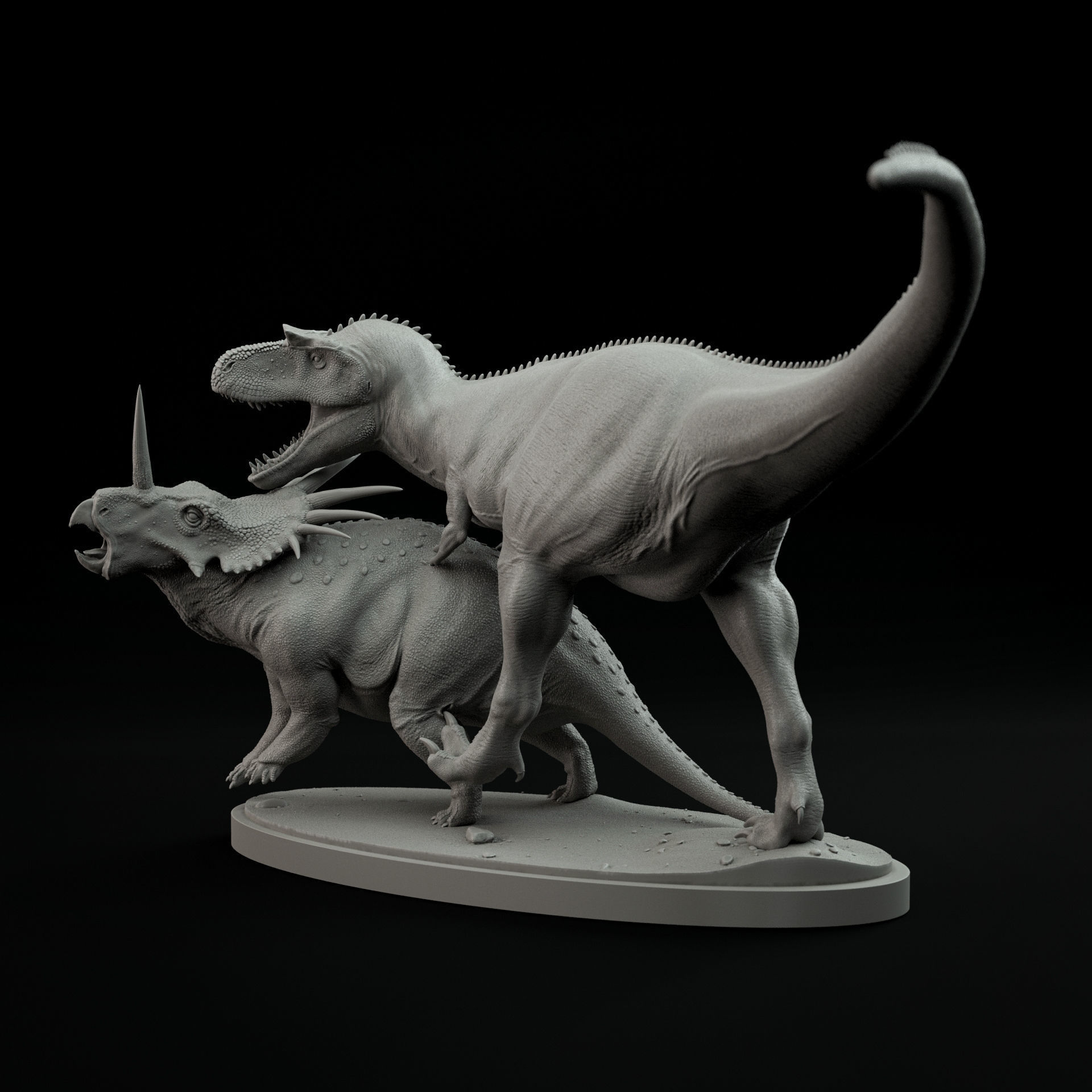 Gorgosaurus vs Styracosaurus 1-35 scale pre-supported 3D print model_1
