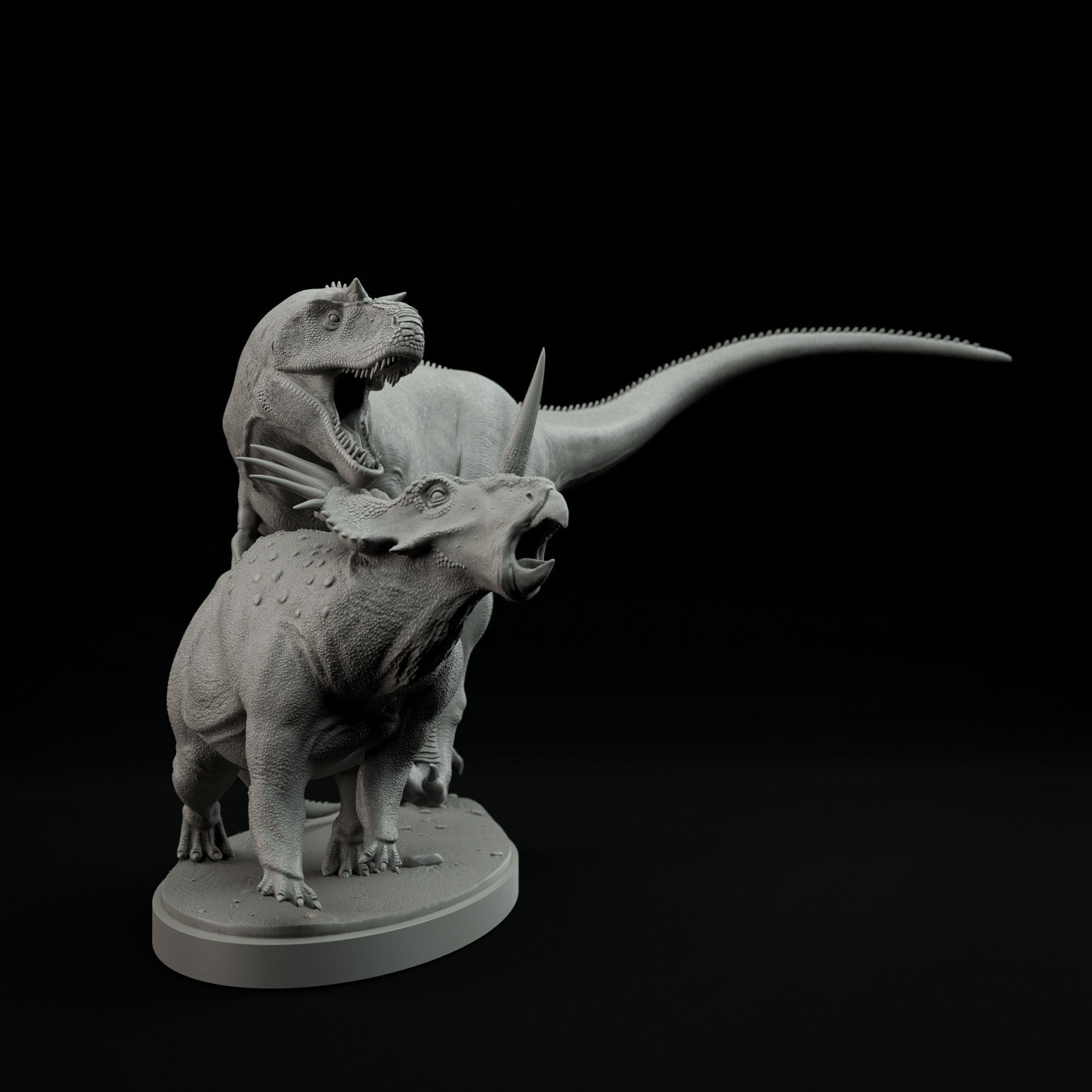 Gorgosaurus vs Styracosaurus 1-35 scale pre-supported 3D print model_2