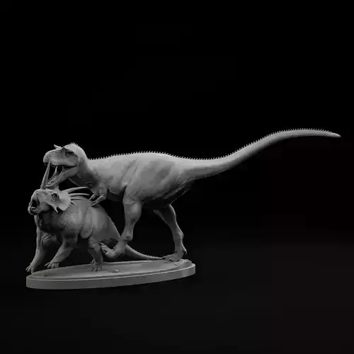 Gorgosaurus vs Styracosaurus 1-35 scale pre-supported 3D print model
