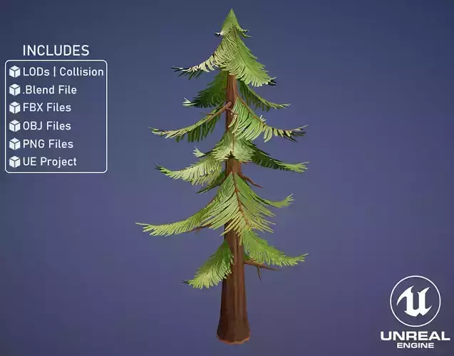 Stylized Pine Tree Low-poly 3D model