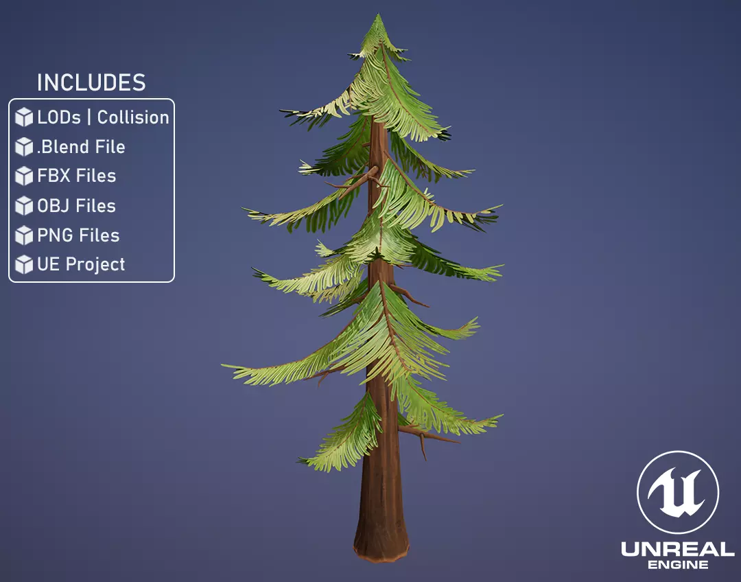Stylized Pine Tree Low-poly 3D model_0