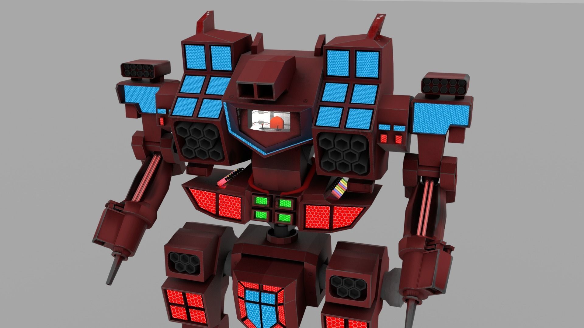 Sci fi Transformer Robot Low-poly 3D model_1