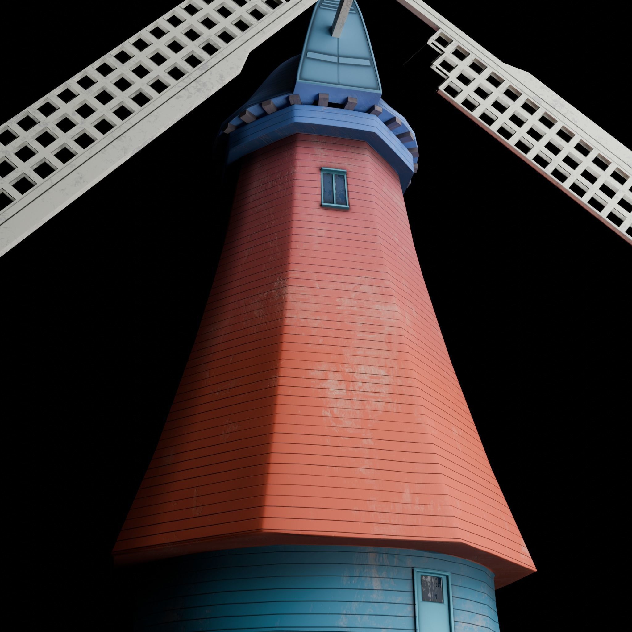 Windmill 3 Color Low Poly Game Ready Model Low-poly 3D model_3