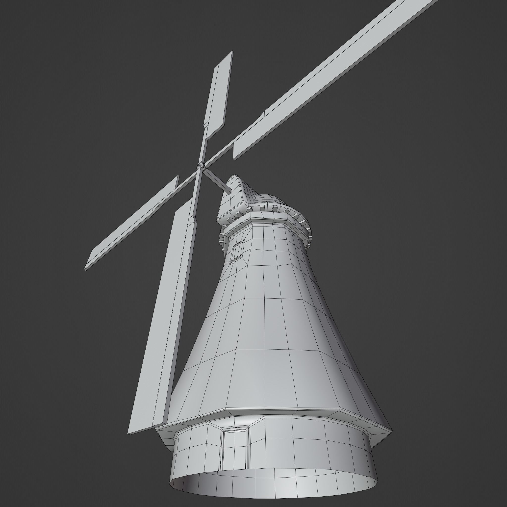 Windmill 3 Color Low Poly Game Ready Model Low-poly 3D model_8
