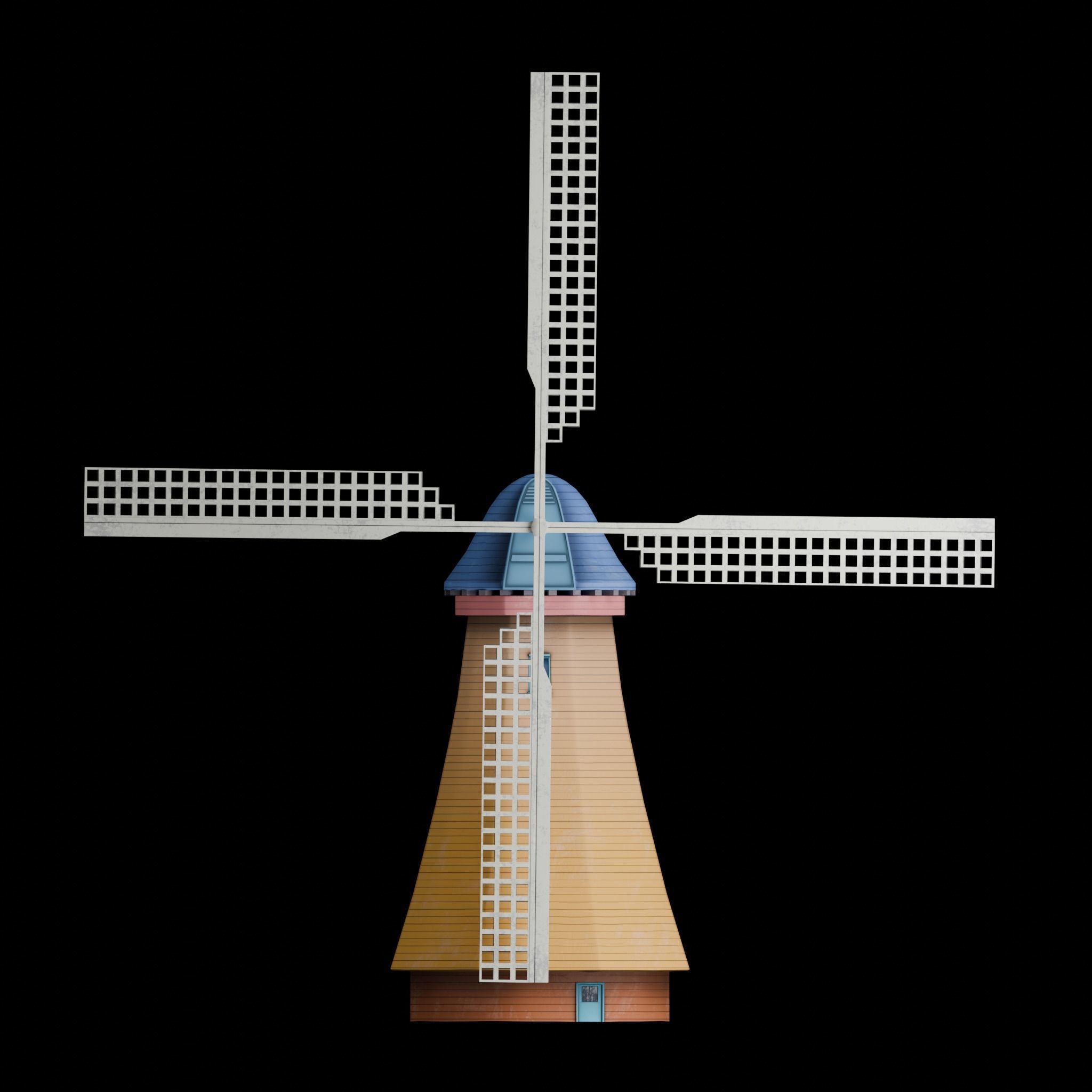Windmill 3 Color Low Poly Game Ready Model Low-poly 3D model_4